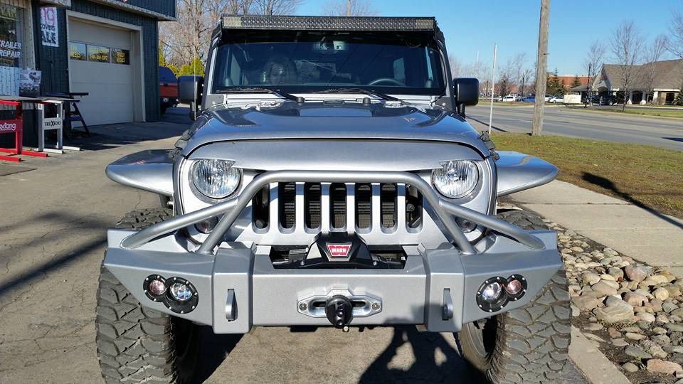 Lifted Jeep with a custom bumper