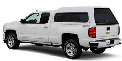 Leer cap, white truck